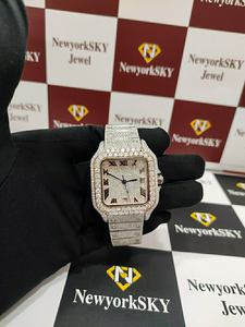 Dernière conception de bijoux fins pour hommes montre en diamant pour tenue décontractée VVS Moissanite Iced Out montre en acier inoxydable pour hommes - Product Image 2