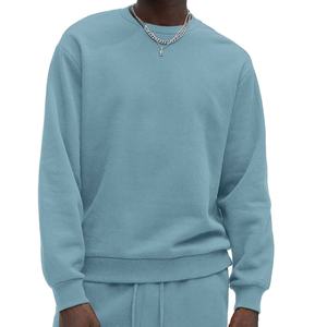 Ensemble de survêtement décontracté en molleton de coton pour homme, coupe ample, deux pièces, bleu clair, tenue décontractée, OEM ODM - Product Image 4