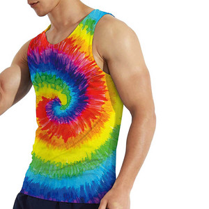 Débardeur sans manches à coupe basse pour homme Vente en gros Design coloré Sublimation complète Respirant Tricoté Style décontracté Singlet - Product Image 5