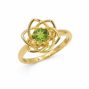 Anillo de Plata de Ley 925 con Peridoto, Diseño Floral Inspirado en Orquídeas Cymbidium, Joyería de Diseño - Product Image 5