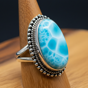 Bague de mode vintage en argent 925 personnalisée, haute qualité, dernier design, cristal Larimar, plaqué or rose rhodié, certifiée pour mariage - Product Image 1