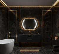 Miroir intelligent LED mince à éclairage frontal, haut-parleur Bluetooth, anti-buée pour salle de bain d'hôtel