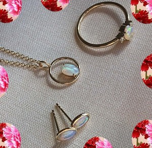 Ethiopian <b>Opal</b> Rough Gemstone 925 Silver Gold Plated <b>Stud</b> <b>Earring</b> - Product Image 2