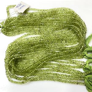 Cuentas de piedras preciosas con forma de Rondelle facetadas de peridoto verde Natural a precio de fábrica para la fabricación de joyas - Product Image 1