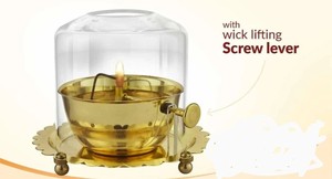 Lampe à huile en laiton Akhand Diya avec couvercle en verre Flamme sacrée longue durée pour lampes à huile sacrées Puja et accessoires - Product Image 3
