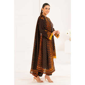 ชุดเดรสปากีสถานแบบ 3 ชิ้น รุ่น WNS-52025 ผ้าฝ้ายพิมพ์ลาย Khaddar สำหรับเทศกาล พร้อมผ้าคลุมไหล่ Dupatta ชุดสำหรับงานเฉลิมฉลองแบบอินเดีย - Product Image 4