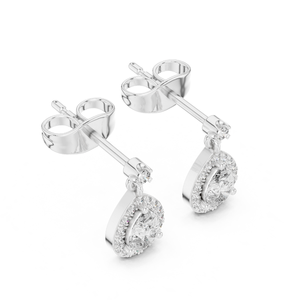 Boucles d'oreilles élégantes en diamant en forme de ronde et de poire cultivées en laboratoire en or massif 10K/14K/18K Conception personnalisée pour femmes disponible en gros - Product Image 4