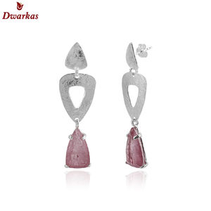 925 argent Sterling rose Tourmaline Quartz Texture boucle d'oreille Style classique bijoux pour fête cadeau-amical nouvelle arrivée - Product Image 2