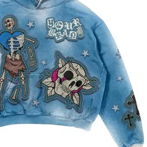 เสื้อฮู้ดโอเวอร์ไซส์ผ้าฟลีซหนานุ่มพิมพ์ลายตัวอักษรนูนแบบพัฟฟ์  งานปัก 3 มิติคุณภาพสูงสั่งทำพิเศษสำหรับฤดูหนาว - Product Image 3