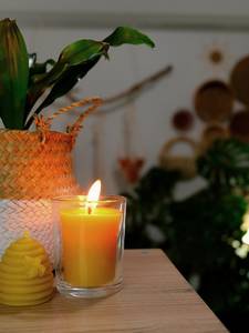 Bougeoirs votifs en verre transparent, récipient de bougie en cire d'abeille pour recharges, tasse de pot en verre rechargeable, cire d'abeille votives en cire d'abeilles - Product Image 3