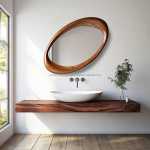 KALATRI Handmade Eco-Friendly <b>Lightweight</b> Classic Art Deco Asymmetrical Irregular Wavy Large Wooden Home Hotels Vanity Wall - Product Image 3