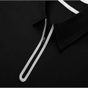 เสื้อโปโลสำหรับผู้ชายเสื้อโปโลแบบรูดซิป1/4เสื้อโปโลสีดำล้วนปรับแต่งโลโก้ได้ตามต้องการ - Product Image 6