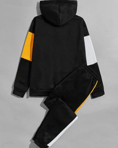 Chándal Deportivo de Invierno con Capucha Estampada de Alta Calidad, Transpirable, 100% Algodón, Panel Negro, Unisex - Product Image 2