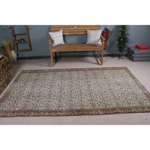 Alfombra de 4.7x8.2 pies, Alfombra Turca Vintage, Alfombra Marrón de Lana Marroquí - Product Image 2