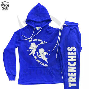 Conjunto de pantalones de chándal y Sudadera con capucha para hombre de alta calidad con logotipo estampado Puff personalizado, chándal deportivo de invierno, chándal de dos piezas para correr - Product Image 6