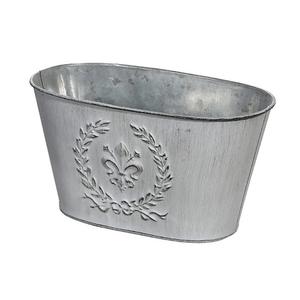 Maceta y jardinera decorativa para decoración del hogar Buena venta Flor en relieve Diseño Rectangular Galvanizado Maceta Bañera - Product Image 2