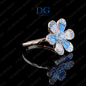 Bague en argent 925 avec diamant Moissanite de couleur fantaisie certifié IGI, sertie de 4 griffes, 4 carats, bijoux ethniques raffinés, cadeau pour fête ou anniversaire - Product Image 3