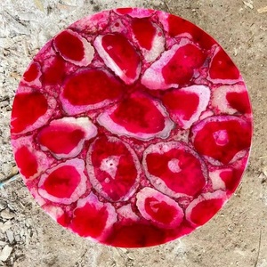 Table basse en agate rose naturelle de luxe, design moderne, pour la décoration du canapé - Product Image 3
