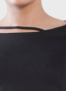 T-shirt décontracté T-shirt noir à manches longues et col rond pour femme - Product Image 5