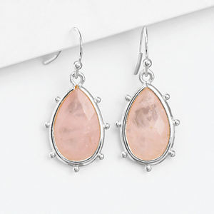 Pendientes colgantes de gota de cuarzo rosa facetado de Plata de Ley 925, fábrica personalizada, ocasión de boda, moissanita a granel - Product Image 6