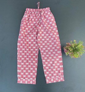 Women's Ultra-Soft Cotton <b>Pajama</b> Set Hand Block Floral Print Night Dress Long Length Button Decoration Comfortable Light Wear - Product Image 4