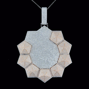 Pendentif Hip Hop Chrétien en Argent Sterling Plaqué Or 10K avec Micro-Incrustation de Moissanite Réaliste Taille Brillant Certifiée GIA - Product Image 1