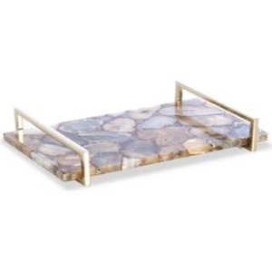 Meilleur Qualité de Haut Niveau Nouvelle Forme Ronde Décoration de Luxe de Meilleure Qualité Fantaisie en Gros avec Plateau de Service à Deux Poignées de Couleur Or - Product Image 4