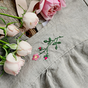 ชุดเดรสผ้าลินินปักทำด้วยมือสำหรับเด็กผู้หญิงสไตล์ลำลองสำหรับวันเกิดครั้งแรกของเด็กวัยหัดเดินผลิตในเวียดนาม - Product Image 2