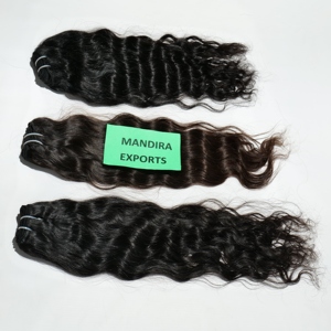 100% paquets ondulés bruts naturels vague profonde non traitée cuticule alignée Temple extensions de cheveux humains indiens - Product Image 1