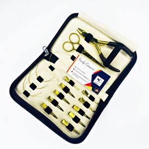 Professional High Quality Gold Plasma Color Stainless Steel <b>Hair</b> <b>Extension</b> <b>Beading</b> Tool Kit Hand Tied <b>Hair</b> Grafting Plier - Product Image 6