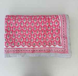 Handmade Jaipuri Block Print Cotton Razai <b>King</b> <b>Size</b> Kantha Reversible Dohar - Product Image 1
