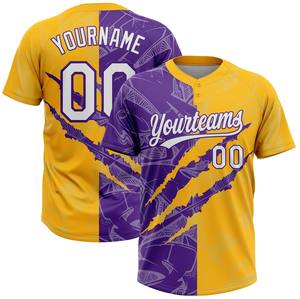 Camiseta de Softbol Personalizada con Dos Botones, Cuello Redondo, Impresión Digital en Tela 100% Poliéster Transpirable, Uniforme Unisex para Adultos - Product Image 6