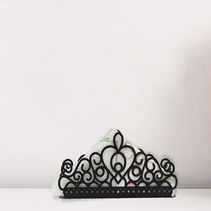 Vente chaude En Métal Couronne Élégant De Luxe Mat Noir Métal En Acier Carré Porte-Serviettes En Papier Stands Porte-Serviettes Pour Table Restaurant - Product Image 1