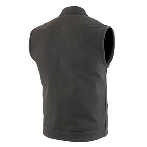 Gilet en cuir pur en détresse marron véritable en peau de mouton fait à la main col élégant fermeture éclair Slim-fit Biker Racer gilet en cuir - Product Image 2