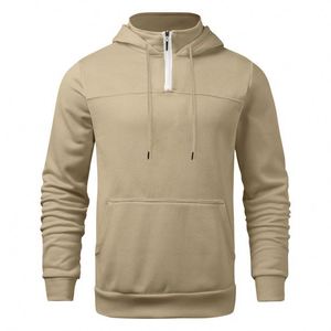 2025 Top Quality Fashion Quarter Zip Hoodie Splice Loose String Pullover Unisex Hoodies Custom logo Print Embroidered Hoodie - Product Image 3