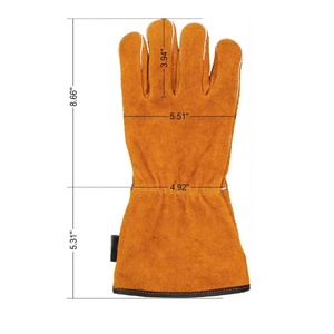 Durable 14 pulgadas AB nivel cuero marrón resistente al calor ignífugo TIG guantes de soldadura pulgar recto Forro de algodón para soldadores - Product Image 5