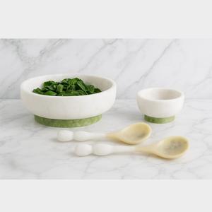 Ensaladera de resina con aspecto de mármol de nuevo diseño del fabricante, cubiertos de estilo minimalista hechos a mano, respetuosos con el medio ambiente para servir alimentos - Product Image 6
