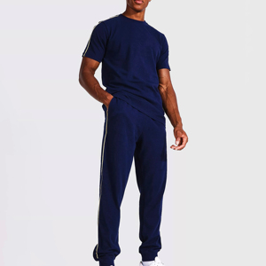Conjunto Deportivo de Verano para Hombre, Elegante, de Poliéster/Algodón, Corte Regular, Transpirable, Antibacterial, de Secado Rápido, Tallas Grandes, para Gimnasio y Deportes - Product Image 1