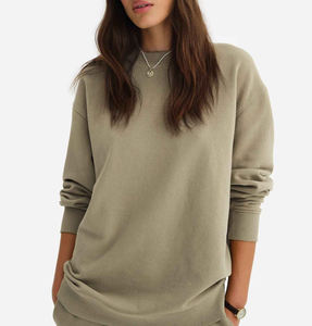 Conjunto de ropa de descanso informal para mujer, sudadera de gran tamaño y pantalones para correr, traje de dos piezas de lana de algodón lavado sólido - Product Image 1