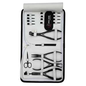 Salon <b>Hair</b> Extension Applicator Kit with Tape-In Plier Bead Curved <b>Crimper</b> Remover Tool Microbead Loop Hook & <b>Hair</b> Velcro - Product Image 6