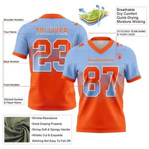 Maillot de football américain authentique pour adultes, équipes, imprimé court, dégradé, maille, respirant, séchage rapide, personnalisable, école - Product Image 2