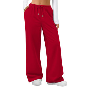 Pantalon de jogging ample pour femme, style streetwear, en molleton de coton 100%, taille mi-haute, respirant, couleur unie, pour le jogging en plein air - Product Image 1