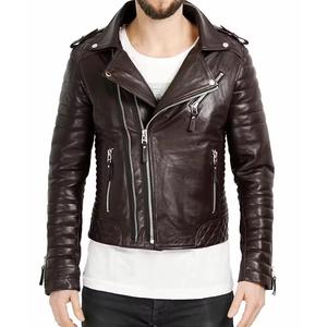 Veste en cuir d'hiver pour homme en peau de chèvre, noire, texturée, toile de haute qualité, col montant, à capuche, coupe-vent, respirante, décontractée, devant - Product Image 1