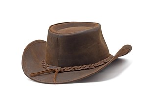 Leather Cowboy <b>Hat</b> Unisex Casual Outdoor Winter Travel Adjustable Fit 56-58CM Brown Braided <b>Band</b> Fedora Style - Product Image 4