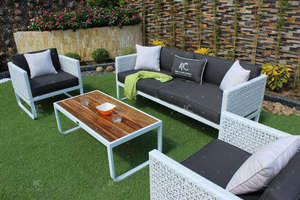 Meubles de jardin extérieurs modernes avec cadre en aluminium Ensembles de salle à manger en osier pour le salon Matériau en rotin - Product Image 5