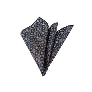 Black Gray Silver Floral Patterned Jacquard Woven <b>Neckerchief</b> - Product Image 1