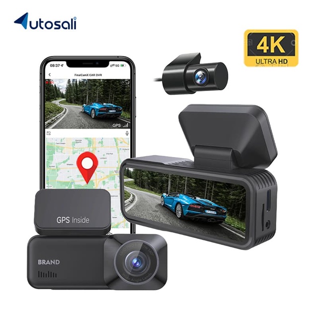 Autosali Wifi Dvr Auto Camera Wireless WDR Night Vision 3.19 Inch Car Camera Car Black Box 4K Dual Lens Front and Rear Dash Cam
