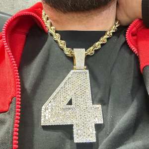 Custom Iced Out Big -Tone Number & Name Pendant <b>Necklace</b> Cuban Chain Hip Hop Jewelry with Moissanite Pendants & Charms - Product Image 1