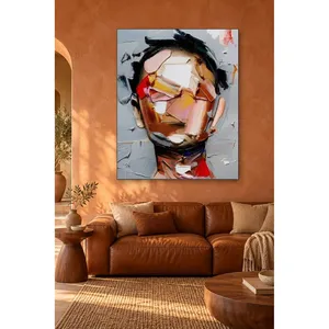 Impression sur toile Fida : Visage masculin abstrait au couteau à palette - Product Image 1