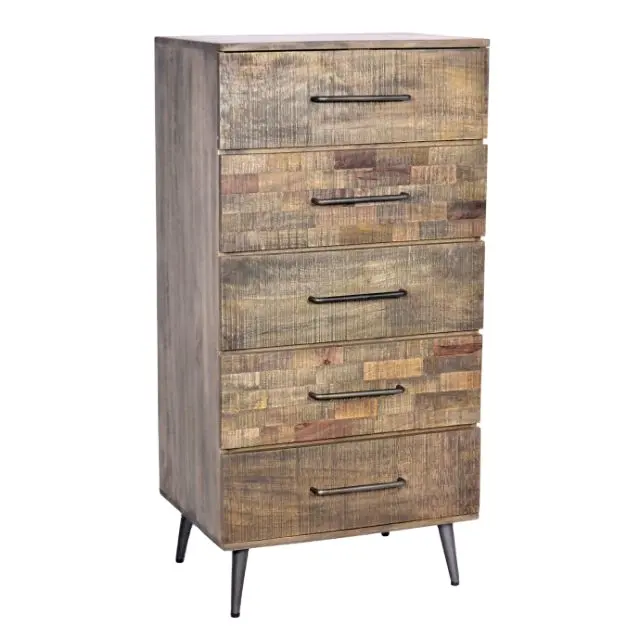 Meuble de tiroirs design indien vintage industriel rustique finition Aara rétro rustique commode en bois de manguier